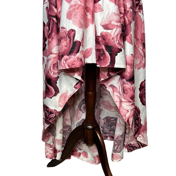 Speechless NWT Floral Strapless‎ Gown Juniors 0 Pink White High-Low Satin Prom - Picture 7 of 12
